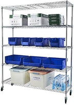 5 Tier Storage Racks Shelving, Heavy Steel Pantry Shelves, Adjustable Wire Shelving Rack with Wheels, Suitable for Garage, Kitchen, Bathroom, Office, 59" W x 18" D x 71" H, Chrome by Unknown