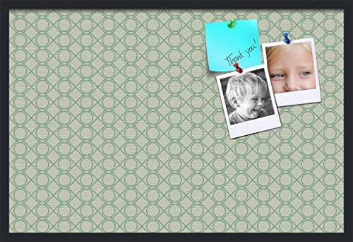 PinPix 36x24 inch Cork Bulletin Board. This Decorative Framed Pin Board Comes with Diamond Pattern in Green Design and Satin Black. Ideal for Home, Office Decor or School (PinPix-586) by PinPixBulletinBoards