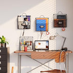 4 Packs Hanging Wall File Organizer with Hooks, Magazine Rack ,Mail Basket - Image 5