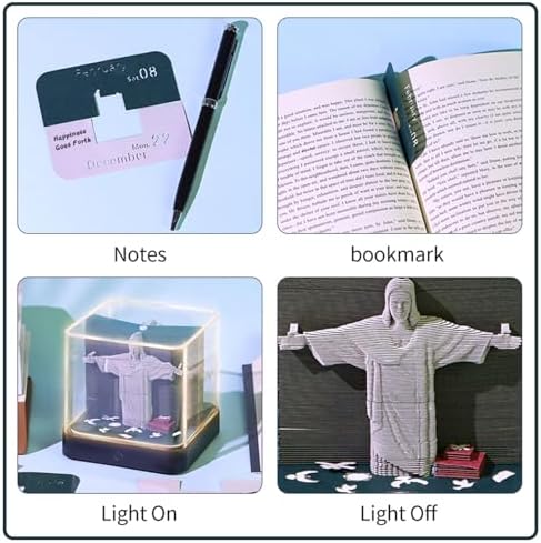 3D Calendar 2027 With LED Lights,3D Desk Calendar Memo Pad 2027,3D Art Calendar Memo Pad 2027,Jesus Tear-Off Paper Sculpture Desk Calendar,3D Paper Art Notepad,Christian Desktop Decoration,New Year,Christmas Gift(Jesus) - Image 3
