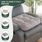 HIGOGOGO Tufted Corduroy Recliner Seat Cushion for Elderly, 20x20x5 Inch Large Square Seat Cushion for Recliner Chair, Floor Pillow, Office Chair, Car, No Pressure on Thighs, Grey - Image 6