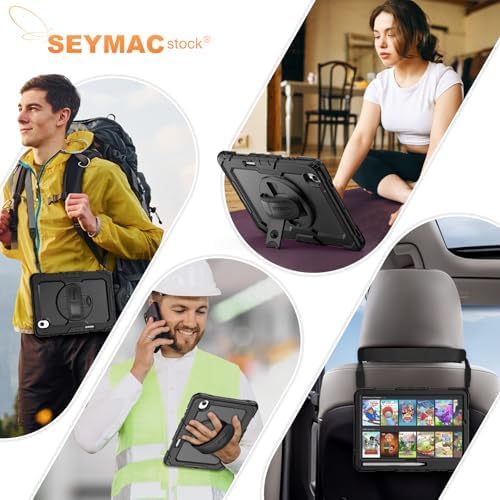 SEYMAC stock Case for Samsung Galaxy Tab S11 5G Tablet Case 11'' Protective with Screen Protector, Pen Holder, 360 Rotate Stand, Hand Strap, Shoulder Strap, Black1 - Image 6