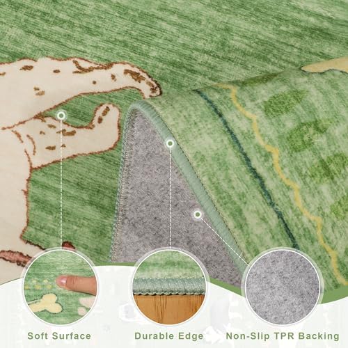DUKINO 2x4 Rug Runner, Washable Dog Bathroom Rug Soft Non Slip, Green - Image 6
