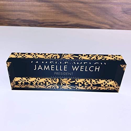 Artblox Personalized Name Plate For Desk | Black & White Marble Design On Clear Acrylic Glass | Custom Plaque Desk Name Plate Personalized Your Name And Credentials Office Office Sign Engraved Plaque - Image 4