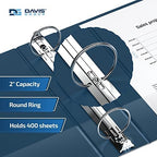 Premium Economy 3-Ring Binder, Spine Label, 2" Round Rings, Navy Blue, 6 Pk - Image 2
