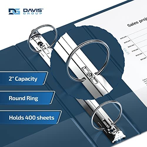 Premium Economy 3-Ring Binder, Spine Label, 2" Round Rings, Navy Blue, 6 Pk - Image 2