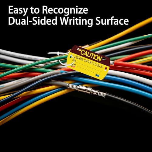 52 Pcs Optic Cable Tag Yellow Waterproof Self-Laminating Writable HDPE Labels 3.5 x 2 Inches with 4 Marker Pen for Cable Management, Maintenance, Communication - Image 5