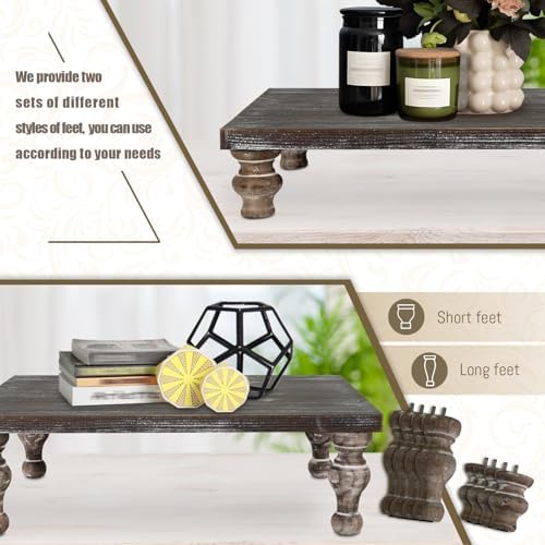 MAONAME Wood Display Risers Distressed, Vintage Brown Wooden Pedestal Stand - Image 5