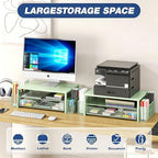 OPNICE Desk Organizers and Accessories, Computer Monitor Stand Riser with Drawer and 2 Pen Holders, Printer & Laptop Stand, Office Desk Accessories & Workspace Organizers for Home Office Supplies, Green - Image 5