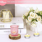 48 Pcs Pink Glass Votive Candle Holders, Tealight Candle Holders for Table Centerpieces, Vintage Candle Holder Bulk, Boho Wedding, Valentine's Day Table Decor (Pink) - Image 2
