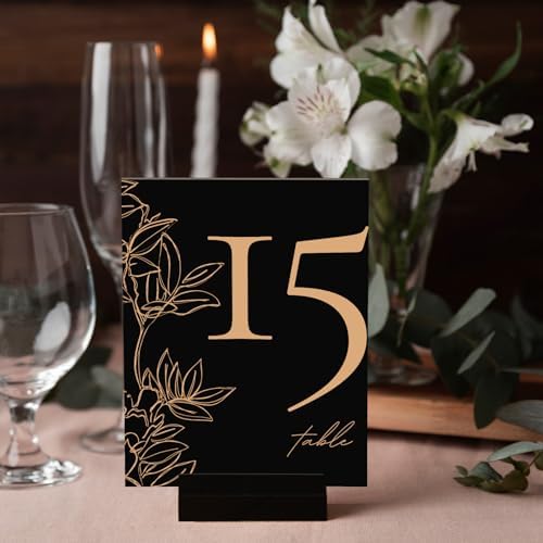 UNIQOOO 3" Black Acrylic Stand | 20 Pack 3mm Slot Wedding Sign Holders, Perfect for Wedding, Table Number, Exhibition, Office, Restaurant, Business - Image 4