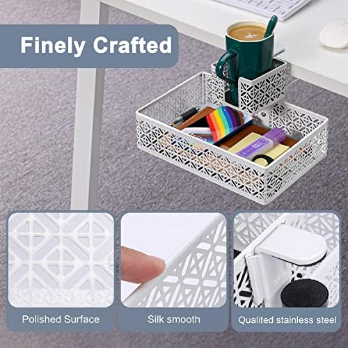 Under Desk Drawer, Clamp on Desk Organizer Cup Holder Hanging Desk Storage - Image 5