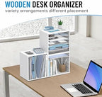 5-Tier Wood Desk Organizer, Paper Tray Organizer for Desk with Adjustable Storage Shelves, Desktop Mail Organizer and Paper Sorter Mail Holder for Office Home Classroom, White (Pack of 2) - Image 2
