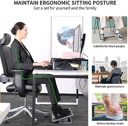 EUREKA ERGONOMIC Tilt Adjustable Footrest, Foot Rest for Under Desk at Work with Massage Surface, Office Foot Rest Under Desk with 20 Degree Tilt No Locking, Metal Frame - Image 6