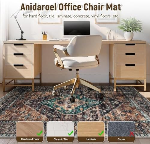 Anidaroel 5x7 Home Office Chair Mat for Hardwood Floor, Ant-Slip Computer Chair Mats for Rolling Chair, Office Floor Mat, Non Curling Chair Mats, Dull Brown - Image 3