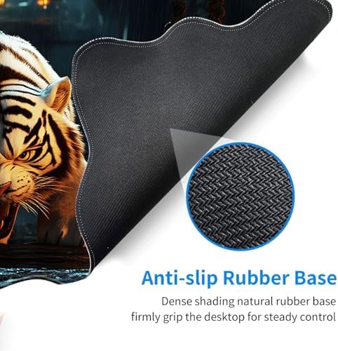 Desk Mat, Mouse Pad with Wrist Rest, 4-in-1 Large Mouse Pads for Desk, Ergonomic Mouse Pad and Keyboard Wrist Rest Gaming Keyboard Mat for Office,White Tiger - Image 3