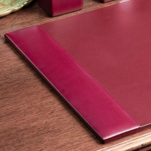 DACASSO Bonded Leather Desk Pad with Side Rails - Luxury Leather Desk Blotter for Writing - Padded Executive Desk Surface Protector - ( Burgundy, 30” x 18”) - Image 5