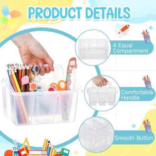 GlikCeil 24 Pcs Classroom Caddy Storage Basket with Handle,Clear - Image 5