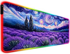 RGB Lavender Field Starry Night Gaming Desk Mat & Mouse Pad, XL by JIANG100