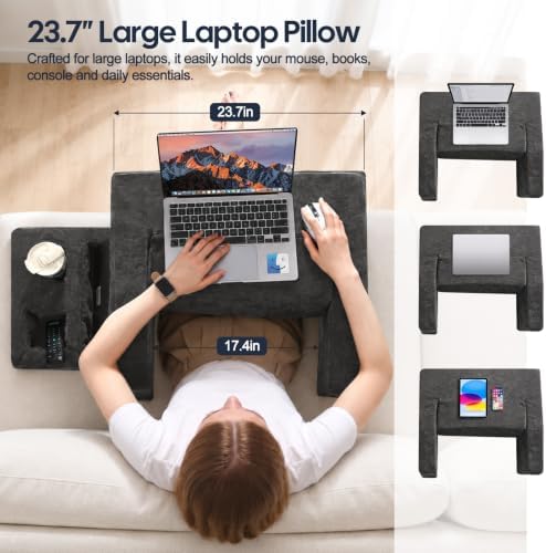 Lap Desk Pillow for Laptop, 2-in-1 Reading Pillow with Arm Rest for Lap - Image 4