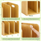 Novabright Bamboo Wooden File Magazine with Handle Holder Desk Organizer - Image 3