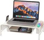 Simple Houseware Metal Desk Monitor Stand Riser w/ Organizer Drawer, White - Image 4