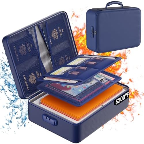 DocSafe 5200°F Fireproof Document Organizer Box with Lock, Blue (Soft) by DocSafe