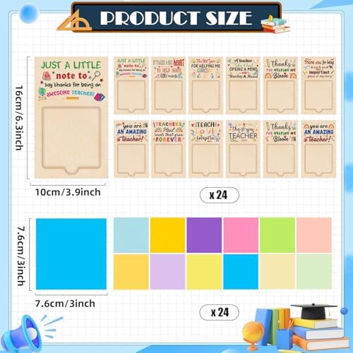 MixTeach 72 Pcs Teacher Appreciation Gifts Wooden Sticky Notes Pads Holder with Sticky Notes OPP Bags Inspirational Back to School Thank You Gifts Sticky Note Organizer for Teacher Coworker Employee - Image 2