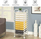 Giantex 10 Drawer Rolling Storage Cart Scrapbook Paper Office School Organizer (Beige+Yellow+Grey) - Image 6