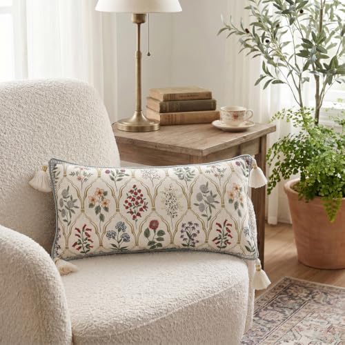 ISAENNE Designer Vintage Linen Throw Pillow Cover,28"x12"-Serenity B - Image 3