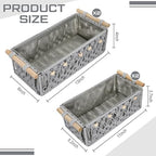 Vesici 4 Pcs Grey Macrame Storage Basket for Shelves 13 in 11 in Boho Storage Basket Hand Woven Boxes with Wood Handles Beads Decorative Countertop Toilet Tank Cabinet Organizer for Home Room Decor - Image 2