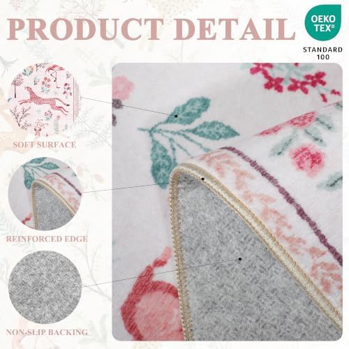 DUKINO 2x3 Entryway Rug, Washable Door Mat Animal Rug for Kitchen, Pink - Image 4
