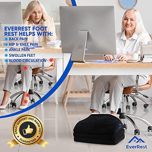 EverRest Under Desk Footrest for Office Use - Warmer Feet, 3 Adjustable Heights - Tall Ergonomic Foot Rest Stool for Gaming Chair, Computer - Leg Support for Work from Home - Image 5
