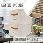 Decorative File Organizer Box Set of 2 - Collapsible Linen Filing Cabinets - Image 4