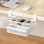Sliding Under Desk Drawer Organizer No Drilling 2 Drawers Slide Out Desktop Or Under Table Storage Metal Clamp On Desk Drawer Attachment Small Desktop Organizer for Home & Office, White by ROLIZOE