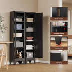 COFaR Narrow Bathroom Cabinet, Metal Farmhouse Slim Broom Storage Cabinets - Image 4
