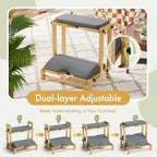 Double Step Foot Rest Under Desk with 4 Heights (Natural Color) - Image 3