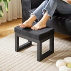 IBUYKE Small Footstool Ottoman, Linen Fabric Footrest, Black WBD001B - Image 4