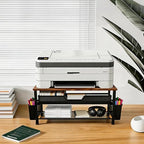 Printer Stand for Desk, Desktop Printer Shelf for Home Office, Brown - Image 4