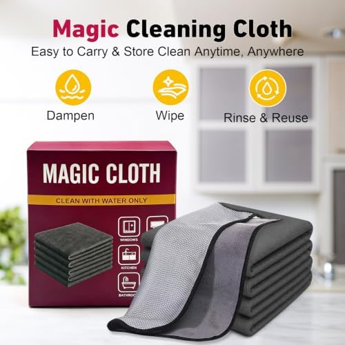 Genie Cloth Magic Cloth Genie Magic Cleaning Cloths 5-Pack, Reusable Microfiber Cleaning Cloth Without Fluff or Stripes Suitable for Windows,Mirrors, Stainless Steel, Kitchens, Cars, and Screens - Image 2