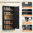 72"Black Metal Kitchen Storage Cabinets Freestanding Garage Storage Cabinet - Image 3