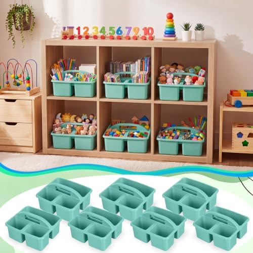 Geelin 6 Pack Classroom Caddy with Handle Plastic Storage Caddy, Green - Image 4