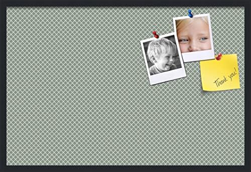 PinPix 36x24 inch Cork Bulletin Board. This Decorative Framed Pin Board Comes with Diamond Pattern in Nile Green Design and Satin Black. Ideal for Home, Office Decor or School (PinPix-380) by PinPixBulletinBoards