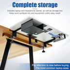 Novabright 24" x 12" Desk Extender Tray with Side Storage Rack Heavy Duty Desk Extender Under Desks Laptop Mount Keyboard Extenders for Desks with a Concealed Storage Area for Cable & Earphone (White) - Image 6
