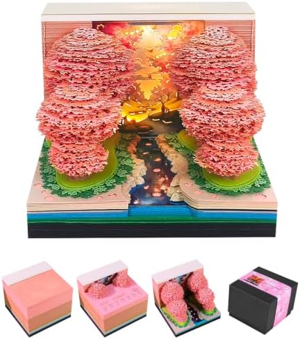 3D Calendar 2027,3D Memo Pad Time Piece Calendar 2027 Creative Desk Calendar Art Paper Sculpture Peach Forest, 2027 Tear Off Calendar DIY Decorative Gift by Easolay