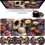31.5"x 11.8" Oversized Gaming Mouse Pad Set, Ergonomic Keyboard and Mouse Wrist Rest + Cup Holder, Non-Slip Desktop Pad, Suitable for Home and Office Use, Vintage Skull by FOKBVNFLL