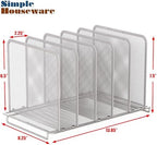 Simple Houseware 5 Section Upright File Sorter Organizer, Silver - 2 Pack - Image 6