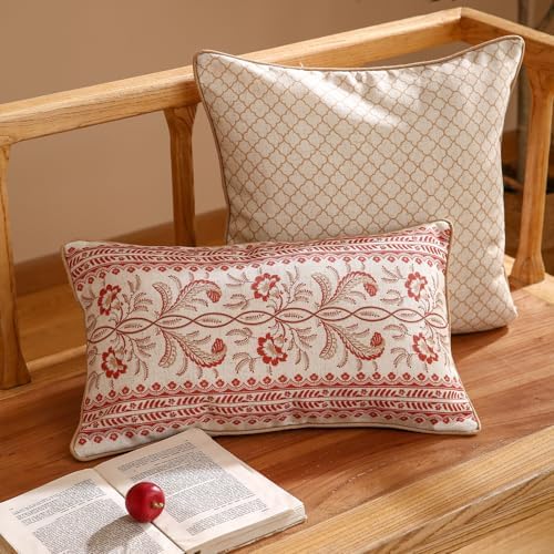 ISAENNE Designer Linen Throw Pillow Cover,Set of 2,20"x12"-Chamonix A - Image 2