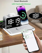 Acer 7-in-1 Wireless Charging Station with LED Clock - 30W Fast Wireless Charger for iPhone 16/15/14/13/12/Pro Max, Apple Watch, AirPods - Bluetooth Auto Time Sync & Night Lights (White) - Image 6