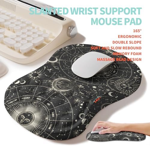 2-in-1 Ergonomic Set, Wave Rise Keyboard Wrist Rest and Massage Bulge Slope Mouse Pad Wrist Support, Cushion Memory Foam Integrated to Relieve Wrist Pain, Constellation - Image 3